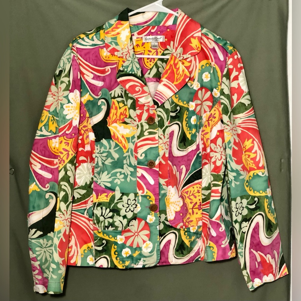 Coldwater Creek Multicolor Floral Print Jacket ~ L ~